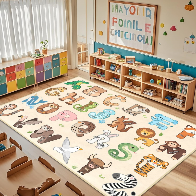 Kids Education Rug - VIKAMA Animal Alphabet Kids Play Rug