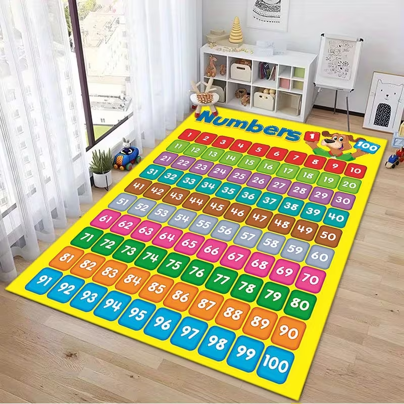 Kids Education Rug - Educational Numbers 1-100 Kids Play Rug,