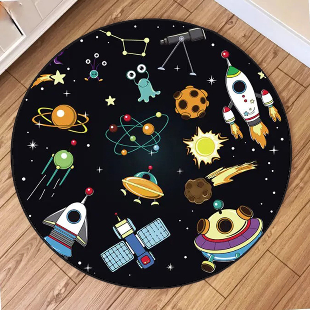 Kids Education Rug - Kids Space Round Rug Collection Cartoon