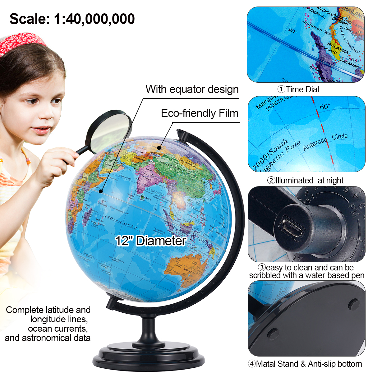 32CM Globe Full With Plastic B - Educational Globe For Kids recensione e prezzo