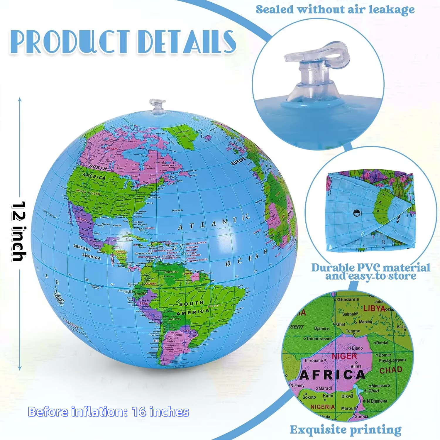 1/2/4 PCS Inflatable Globe Blo - Educational Globe For Kids recensione e prezzo