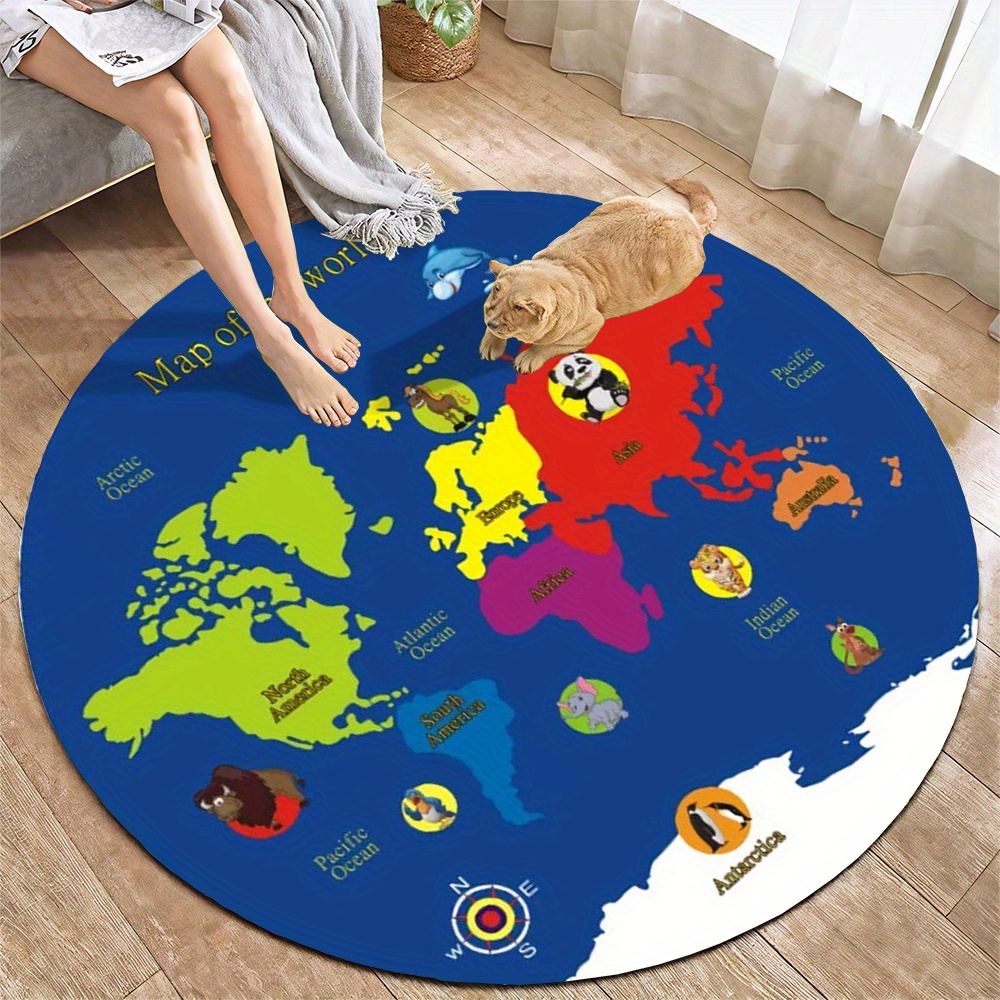 World Map Round Rug Flannel Ed - Kids Education Rug recensione e prezzo