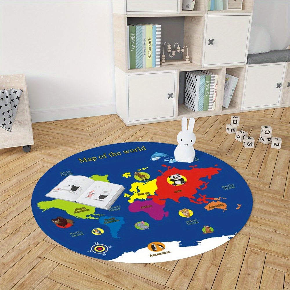 World Map Round Rug Flannel Ed - Kids Education Rug recensione e prezzo