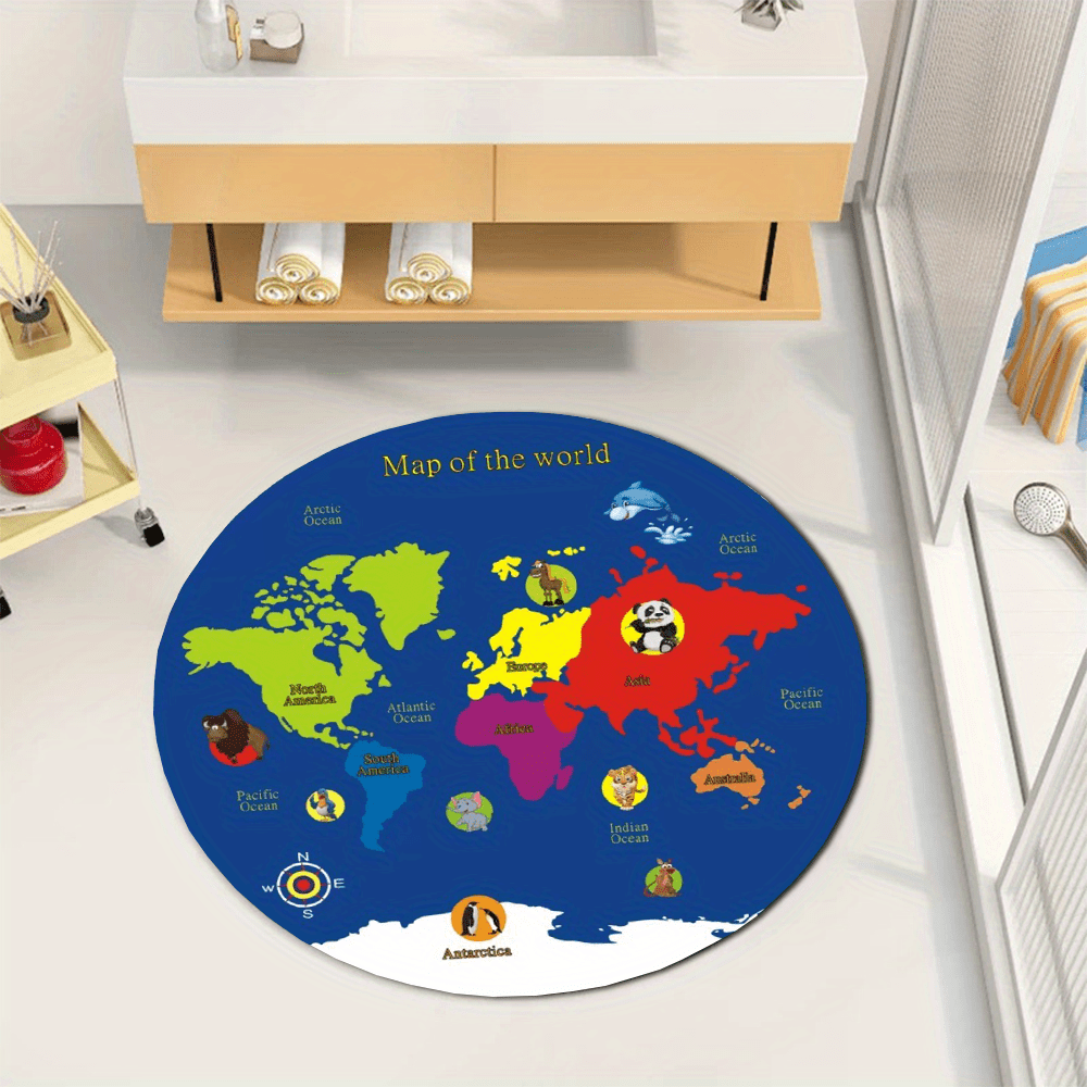 World Map Round Rug Flannel Ed - Kids Education Rug recensione e prezzo